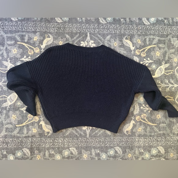 Suite Benedict oversized cropped length navy blue 5% alpaca sweater - Picture 4 of 6
